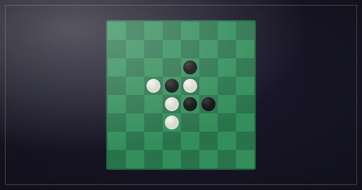 Обложка игры реверси на GAMEAREA: доска 8×8 с чёрными и белыми фишками